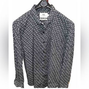 WRK The Reworked Shirt RARE Blue Gray Black Crosses Lightweight Cotton Men’s XL